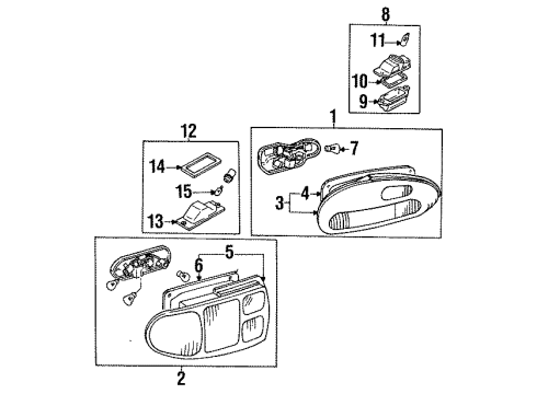 1994 Mitsubishi Mirage Side Marker Lamps Lens-License Lamp Diagram for MB596502