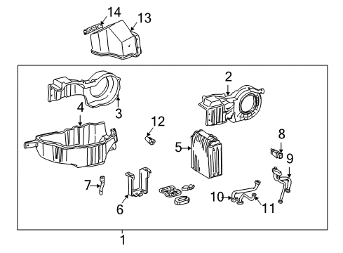 1999 Toyota Sienna Auxiliary Heater & A/C Unit Assy, Cooling, Rear Diagram for 8703008041