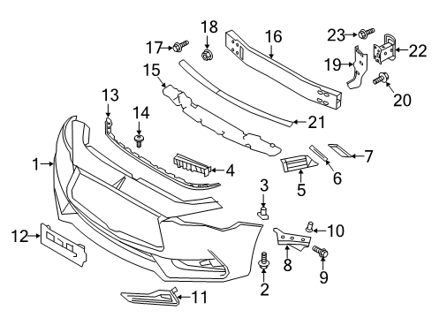 2019 Infiniti Q60 Front Bumper Clip Diagram for 622285CA0A