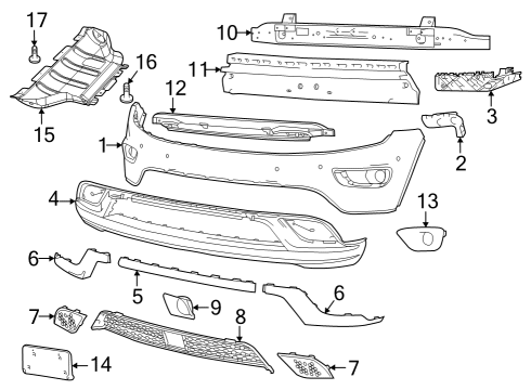2014 Jeep Grand Cherokee Front Bumper APPLIQUE-FASCIA Diagram for 68170062AB