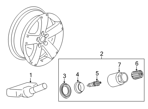 2008 Pontiac Torrent Tire Pressure Monitoring Valve Assembly Diagram for 19117464