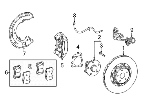 2022 Toyota Mirai Front Brakes Brake Pads Shim Diagram for 0494530400