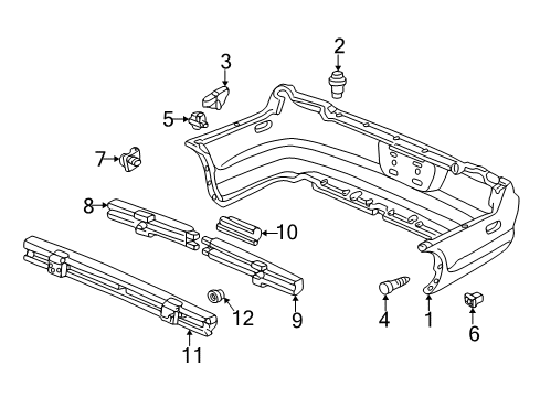 2002 Honda Accord Rear Bumper Clip, L. RR. Bumper Face Diagram for 90116S82A02