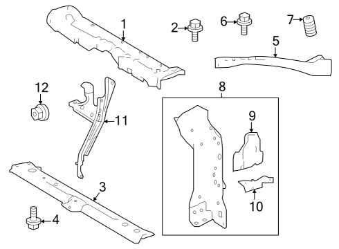Radiator Support Headlamp Bracket Diagram for 5324502030