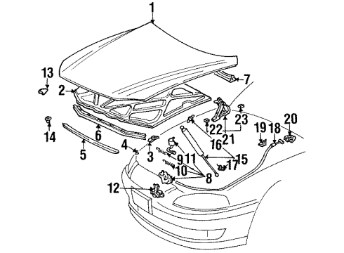 1996 Lexus SC400 Hood & Components Lever Sub-Assy, Hood Lock Control Diagram for 5360124020G1
