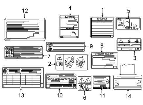 2022 Toyota Mirai Information Labels Info Label Diagram for 1A1A777010