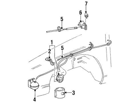 1994 Ford Thunderbird Cruise Control System Actuator Assembly Diagram for F4SZ9A825B