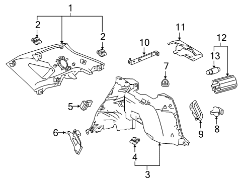 2021 Lexus NX300 Interior Trim - Quarter Panels Bracket, Deck Side Trim Diagram for 6165378010