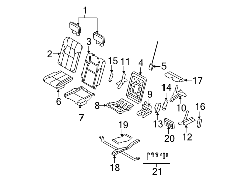 2008 Ford Explorer Rear Bench Seat Reinforcement Hardware Kit Diagram for 6L2Z78605C10AA