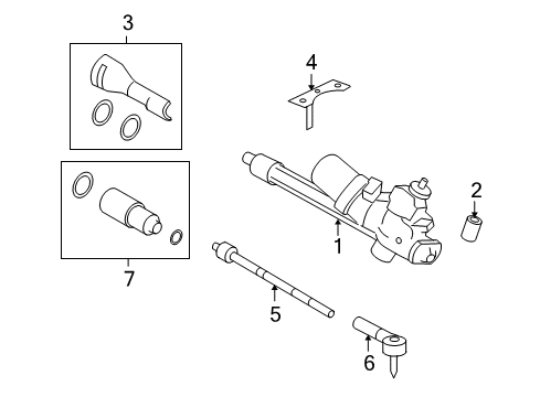 2007 Ford Escape Steering Column & Wheel, Steering Gear & Linkage Boot Diagram for 6M6Z3332A