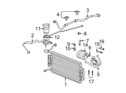 1999 Oldsmobile Alero A/C Condenser, Compressor & Lines Mount Bolt Diagram for 11562302