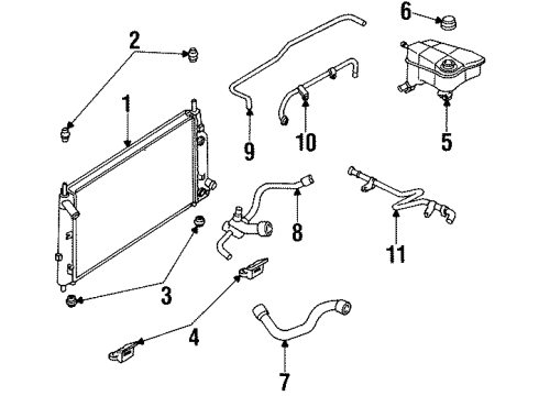 2001 Mercury Cougar Radiator & Components Upper Hose Diagram for F8RZ8260CA