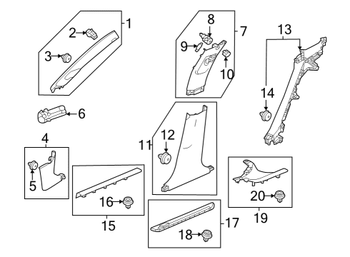 Interior Trim - Pillars GARNISH, R- *NH900L* Diagram for 84141T43A01ZA