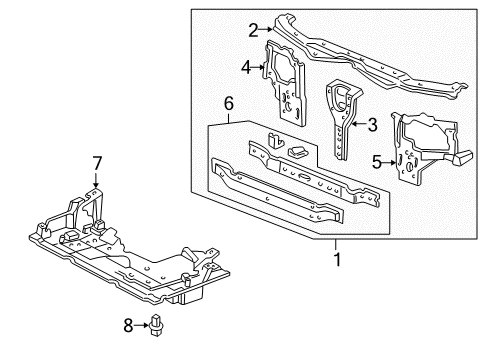 1997 Acura RL Radiator Support Crossmember Set, Front Bulkhead (Lower) Diagram for 04603SZ3A01ZZ