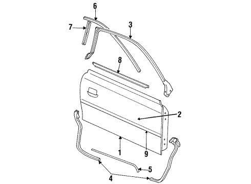 1996 Ford Mustang Door & Components, Exterior Trim Body Side Molding Diagram for 3R3Z6320938BPTM