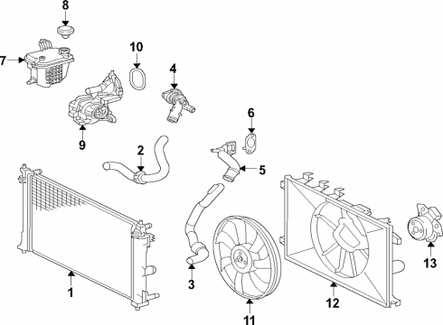 Cooling System, Radiator, Water Pump, Cooling Fan Fan Shroud Diagram for 16711F2140