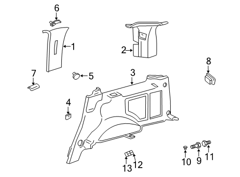 2003 Lincoln Navigator Interior Trim - Quarter Panels Quarter Trim Panel Diagram for 2L7Z7831012BBD