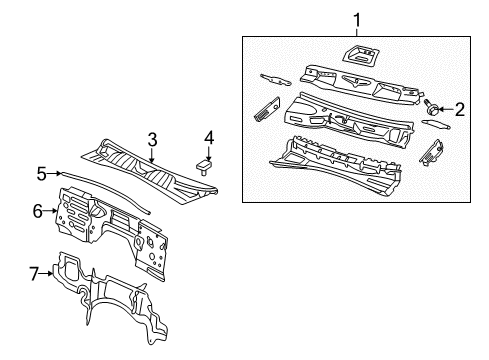 2008 Dodge Nitro Cowl Seal-Hood To COWL Diagram for 55113291AA