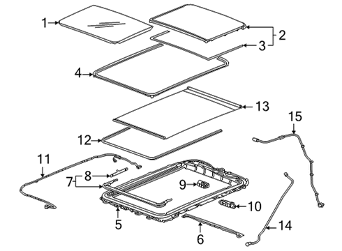 2022 GMC Yukon XL Sunroof Glass Weatherstrip Diagram for 84908474