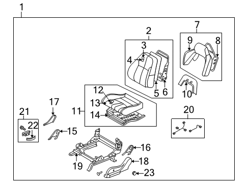 2004 Nissan 350Z Power Seats Cushion Assy-Front Seat Diagram for 87350CD070