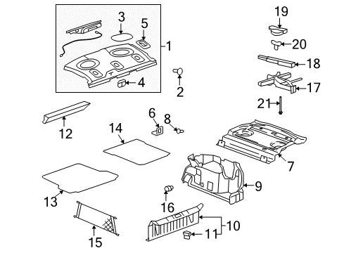 2008 Saturn Aura Interior Trim - Rear Body Spacer, Rear Compartment Floor Panel Trim Diagram for 25926387