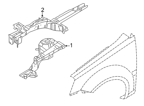 2009 Kia Rio Structural Components & Rails Panel Assembly-Fender Apron Diagram for 645011G300