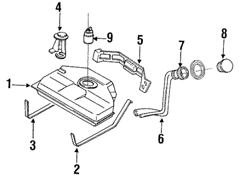 1991 Nissan Stanza Senders Band Assy-Fuel Tank Mounting Diagram for 1740665E00