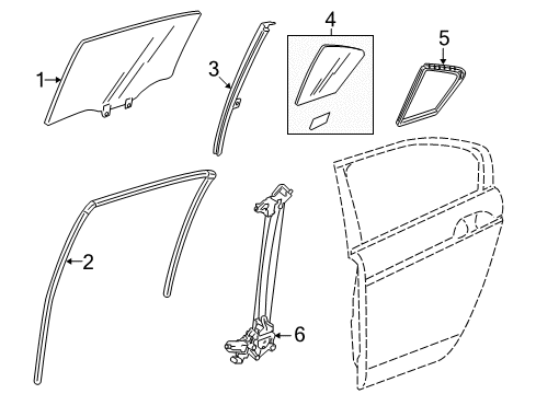 2013 Honda Accord Rear Door Runchannel, Right Rear Door Diagram for 72735T2AA01