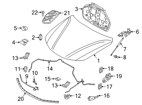 2021 Alfa Romeo Stelvio Hood & Components, Exterior Trim Screw Diagram for 6509709AA