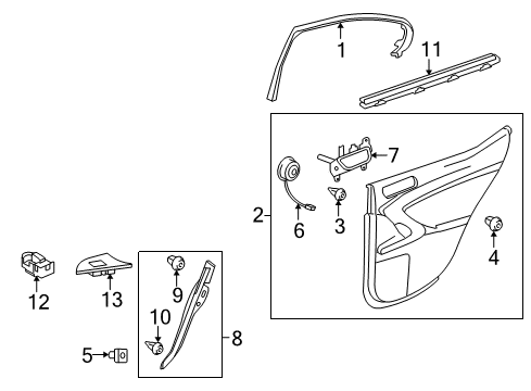 2012 Lexus IS350 Interior Trim - Rear Door Panel Assy, Rear Door Armrest Base, RH Diagram for 7427053300B0