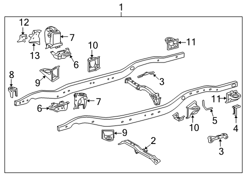 2010 Lexus LX570 Frame & Components Bracket, Spare Wheel Carrier Diagram for 5194160140