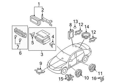 2009 Hyundai Genesis Sound System Subwoofer Speaker Assembly Diagram for 963803M300