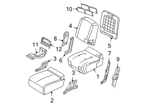2010 Dodge Ram 1500 Front Seat Components Front Seat Cushion Diagram for 1QA31BD3AA
