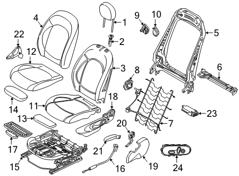 2018 Mini Cooper Clubman Passenger Seat Components Guide, Headrest, Lockable Diagram for 52107340275