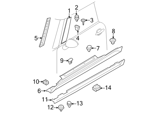 2018 Mini Cooper Exterior Trim - Pillars, Rocker & Floor Clip, Red Diagram for 07146962771