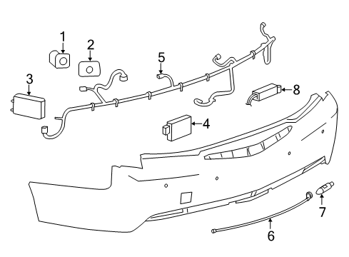 2019 Cadillac CT6 Rear Bumper Radiator Sensor Diagram for 84566460