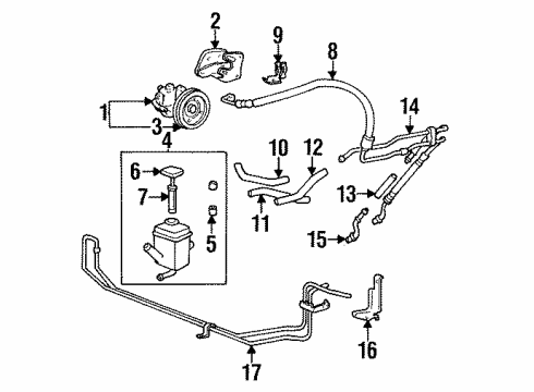 1995 Hyundai Sonata P/S Pump & Hoses, Steering Gear & Linkage Hose-Power Steering Oil Return Diagram for 5754334001