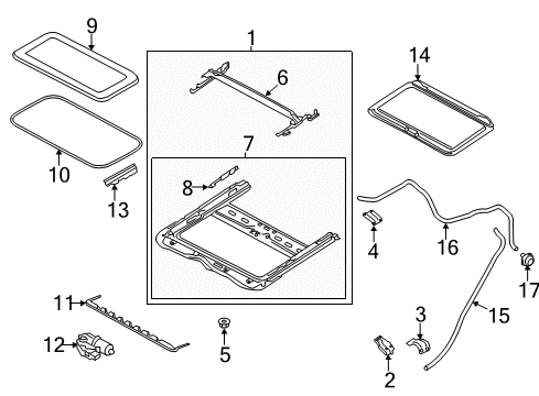 2014 Infiniti QX60 Sunroof Weatherstrip-Lid Diagram for 912463JA0A