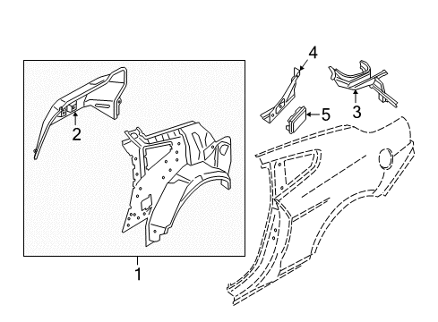 2018 Ford Mustang Inner Structure - Quarter Panel Inner Panel Diagram for FR3Z6327790A