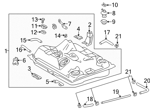 2003 Toyota Prius Fuel Supply Fuel Tank Retainer Diagram for 7711947010