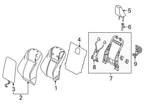2016 Lexus NX200t Passenger Seat Components Front Seat Back Cover Sub-Assembly, Right (For Separate Type) Diagram for 7107378070A3