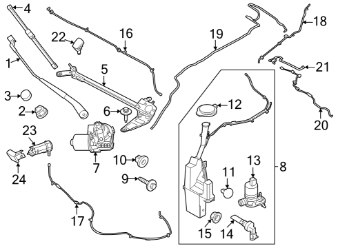 2021 Ford Mustang Mach-E Wipers Impact Bar Bolt Diagram for W715097S442