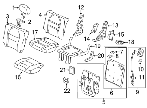 2006 Honda Pilot Rear Seat Components Pad, Right Rear Seat Cushion Diagram for 82132S9VA01