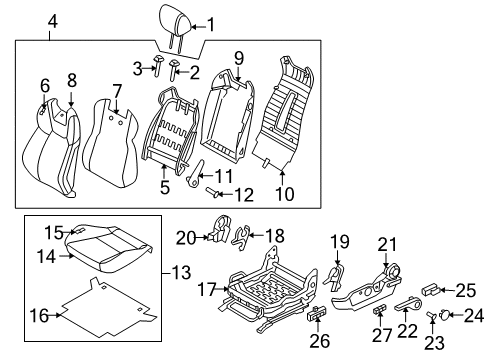 2012 Hyundai Genesis Coupe Driver Seat Components Pad Assembly-Front Seat Cushion Driver Diagram for 881502M000