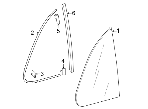 Glass & Hardware - Quarter Panel Clip A, Quarter Glass Diagram for 91502TG5H01