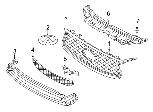 2018 GMC Sierra 3500 HD Grille & Components Front Bumper Right Grille Diagram for 687405DB0A