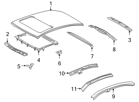 2008 Lexus GS450h Roof & Components Reinforcement Sub-Assy, Roof Panel, NO.4 Diagram for 6310630080