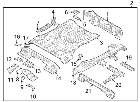 2022 Hyundai Tucson Rear Body, Floor & Rails REINF-INTERMEDIATE CROSS SIDE Diagram for 65859N9000