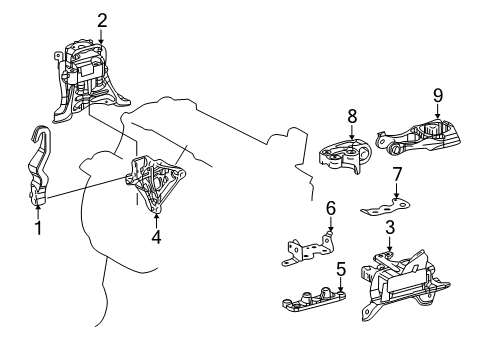 2020 Lexus UX250h Engine & Trans Mounting Stay Engine MOUNTIN Diagram for 1232824020