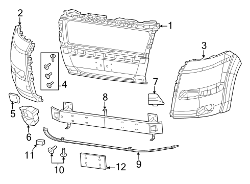 2014 Ram ProMaster 1500 Front Bumper Clip Diagram for 68100655AA